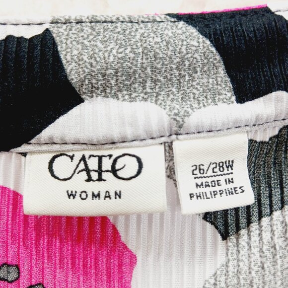 Blouse Size 26 28 Hot Pink Black Flower Power Y2K Retro Mod Festival Bloomcore - Picture 12 of 12